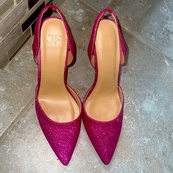 jf j.ferrar Shoes - Pink Pointy Toe Sling Back Glitter Pump